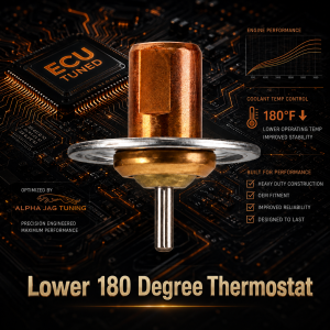 Alpha Jag 180°F low-temperature thermostat insert for Jaguar 4.2L three-piece thermostat system